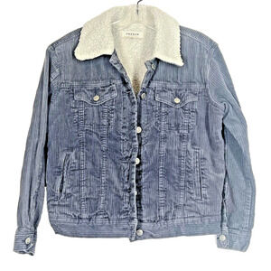 Pacsun Corduroy Trucker Jacket Women XSmall Gray Sherpa Cozy Gorpcore Retro